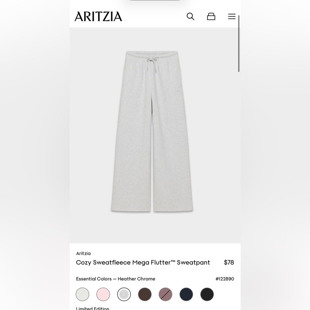 Aritzia Cozy Sweatfleece Mega Flutter Sweatpant